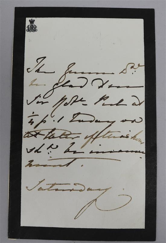 Royal Interest - A letter of invitation to Prime Minister Robert Peal from Queen Victorias secretary c.1841-6